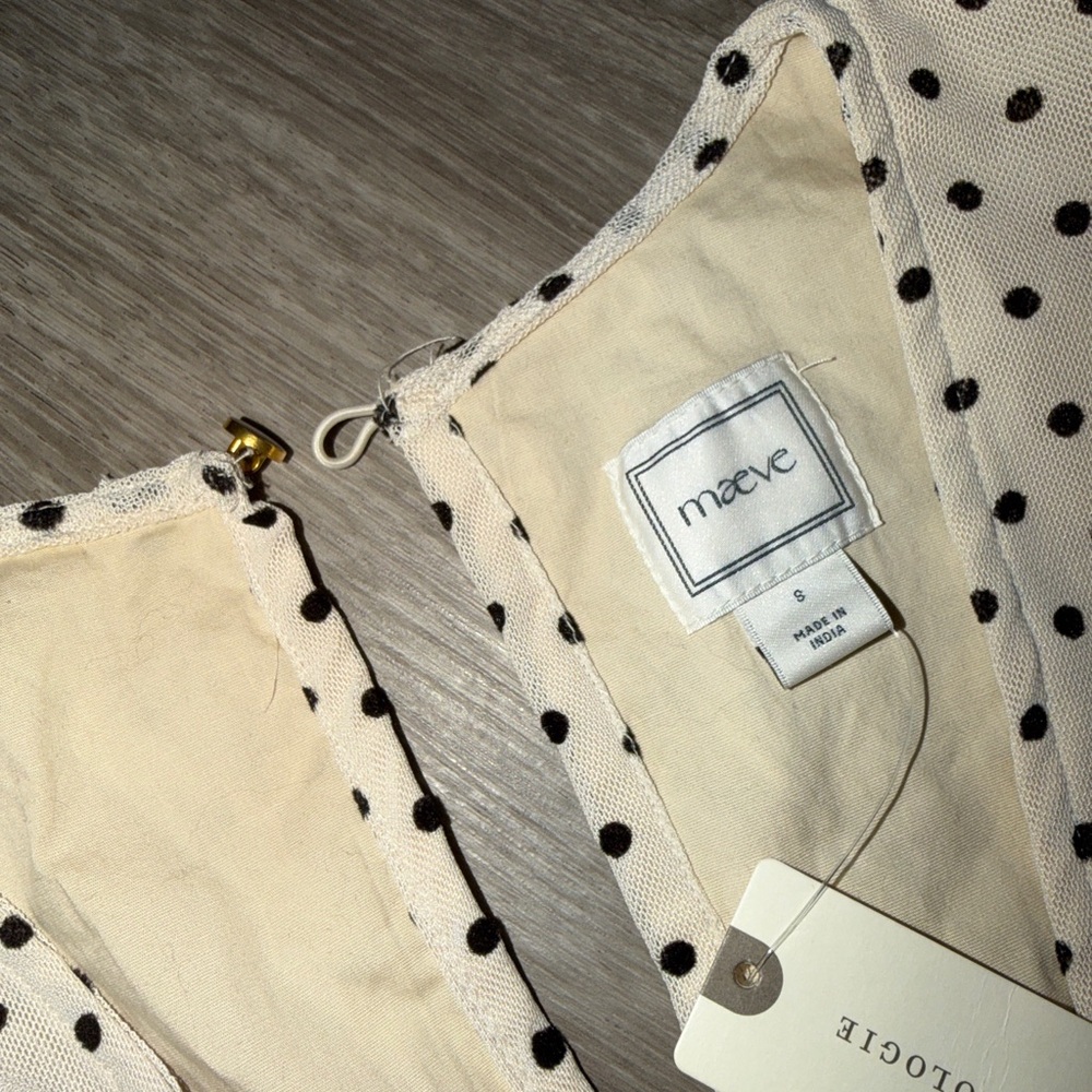 Maeve Puff-Sleeve Ruched Mesh Polka Dot Mini Dress - Picture 7 of 10